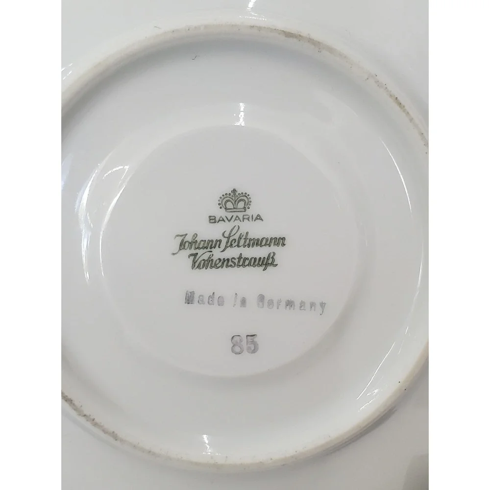 Johann Seltmann Vohenstrauss Bavaria Tea Cup Saucer Set Blue Gold Germany 85